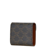 セリーヌ マカダム 三つ折り財布 ブラック ブラウン PVC レザー レディース CELINE 【中古】